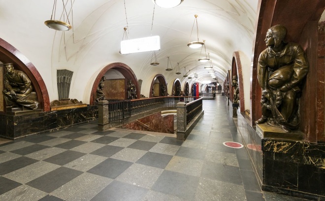 Ploshchad Revolyutsii, hall, transfer stairs to another station, Metro, Moscow